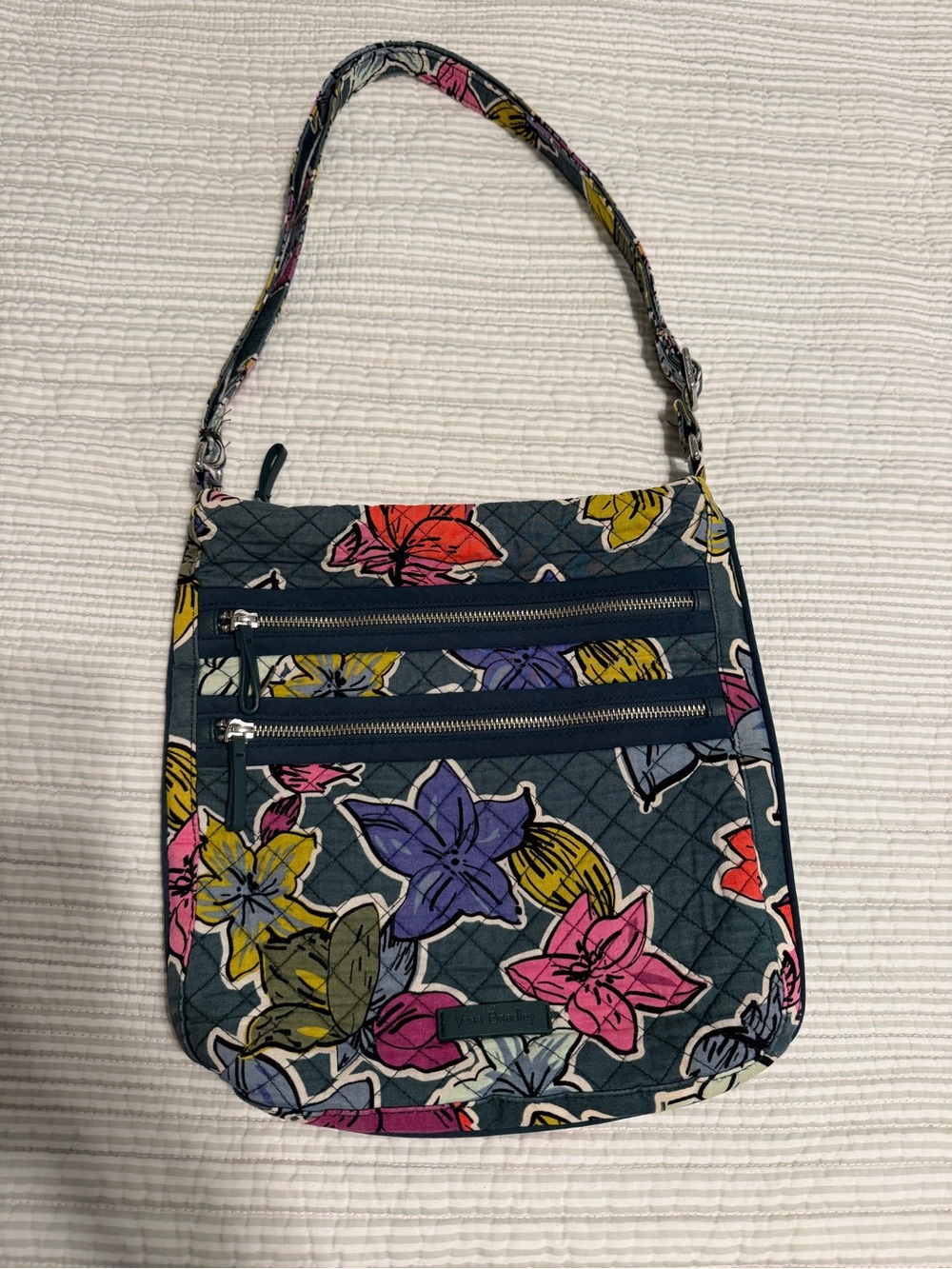 Vera Bradley Quilted Falling Flowers Shoulder Bag — Teal Multicolor
